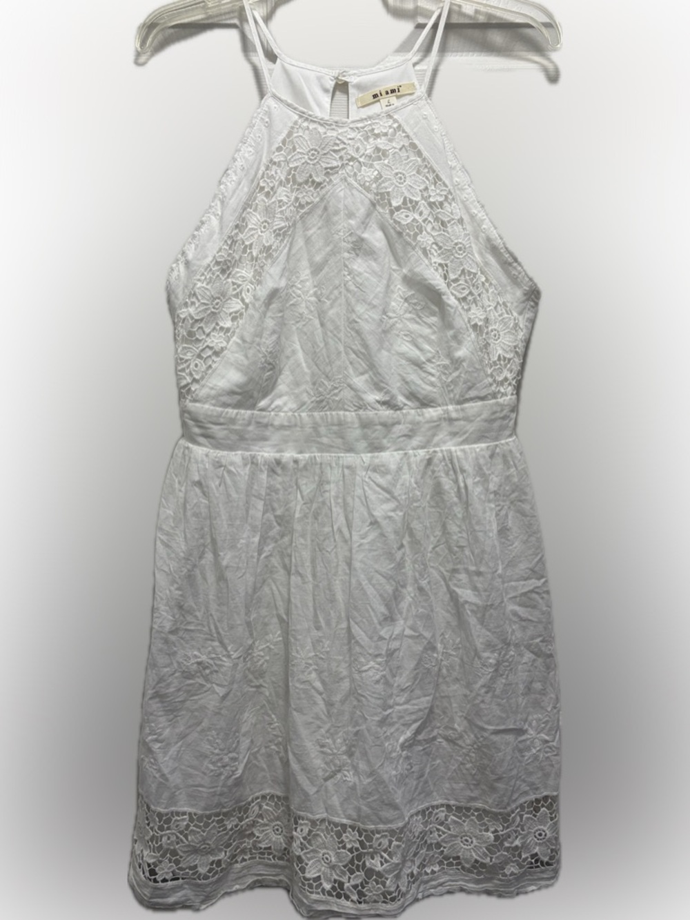 miami White Lace Halter Dress